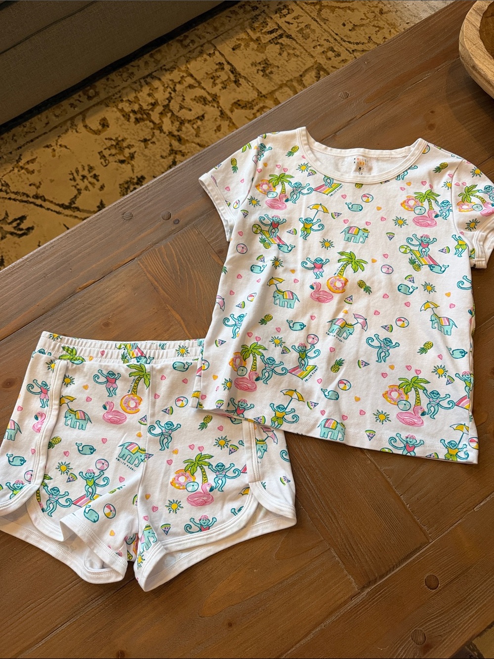 Roller Rabbit Kids White Tropical Print Pajama Set - Brand: